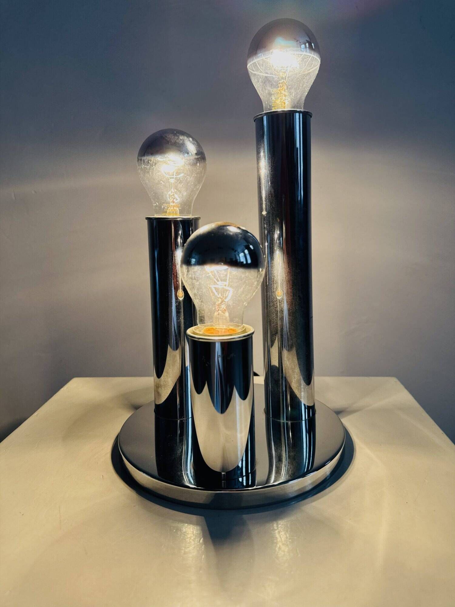 Model V3300/03 Tubular Chromed Table Lamp By Hustadt Leuchten, Germany 1970S