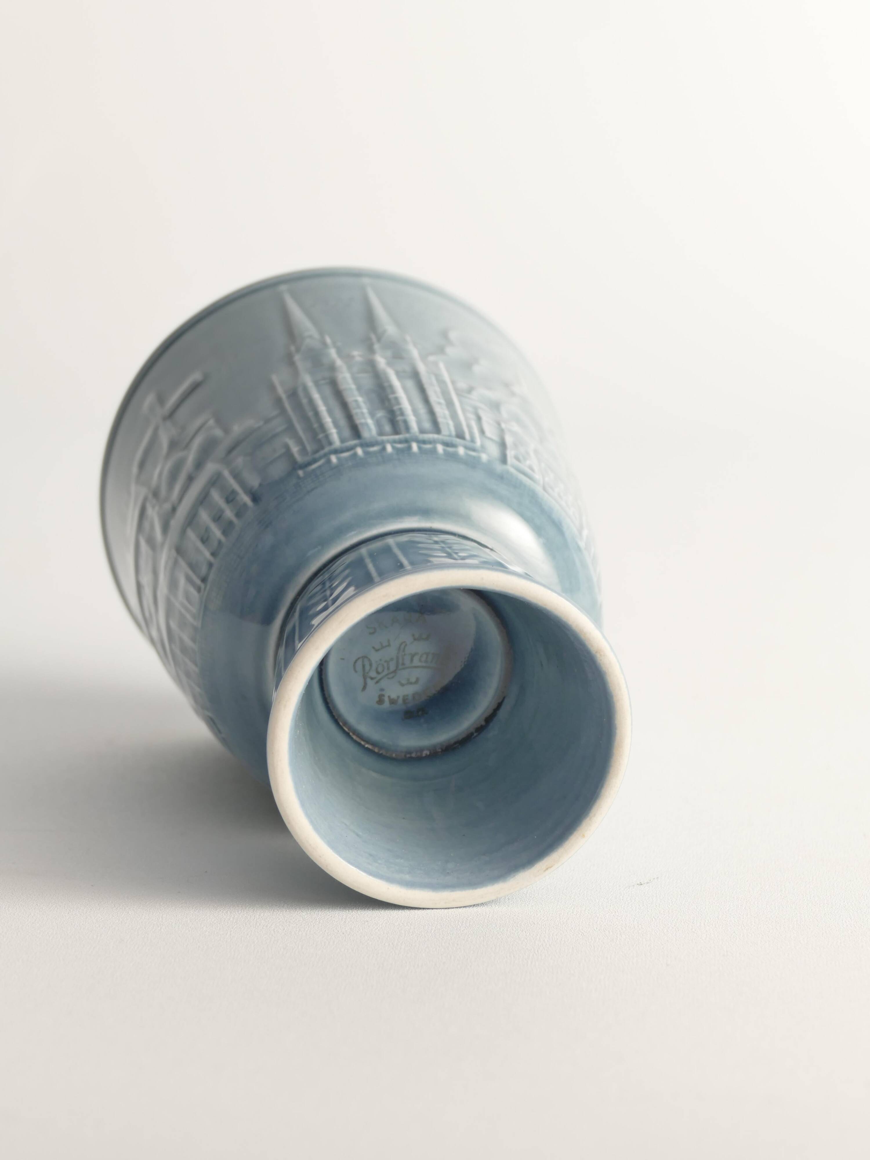 Vase bleu français moderne scandinave par Gunnar Nylund pour Rörstrand, Suède 1950