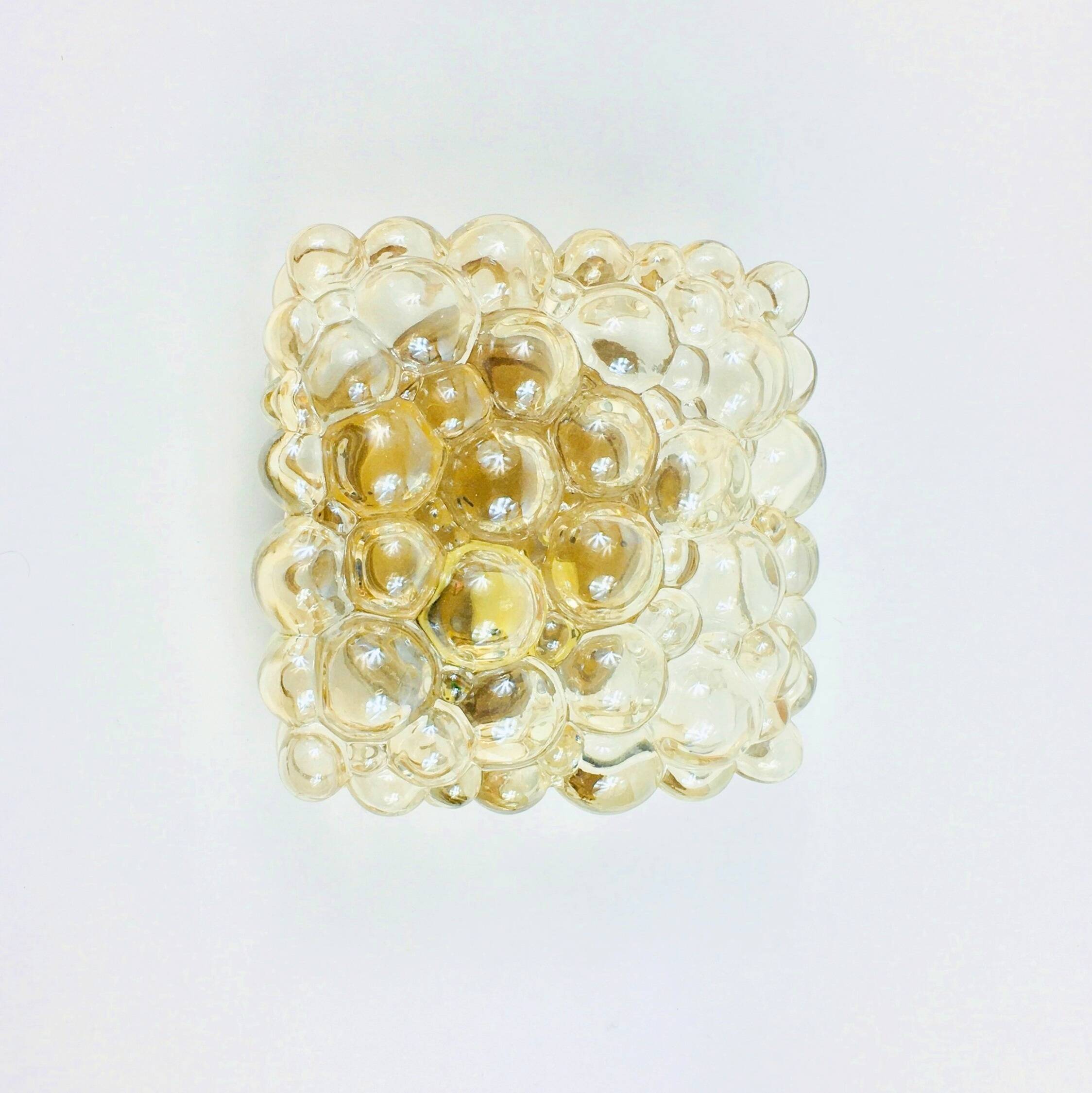 Mid-Century Amber Bubble Glass Wall Light by Helena Tynell for Limburg, Germany, 1970s