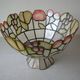 Old large mother-of-pearl brass lampshade stained glass style fruit decor 31 cm