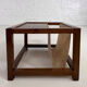 Vintage wooden sofa end with built-in fabric magazine holder