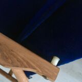 Original vintage polish armchair 300-190 from Mid-century in navy blue velvet