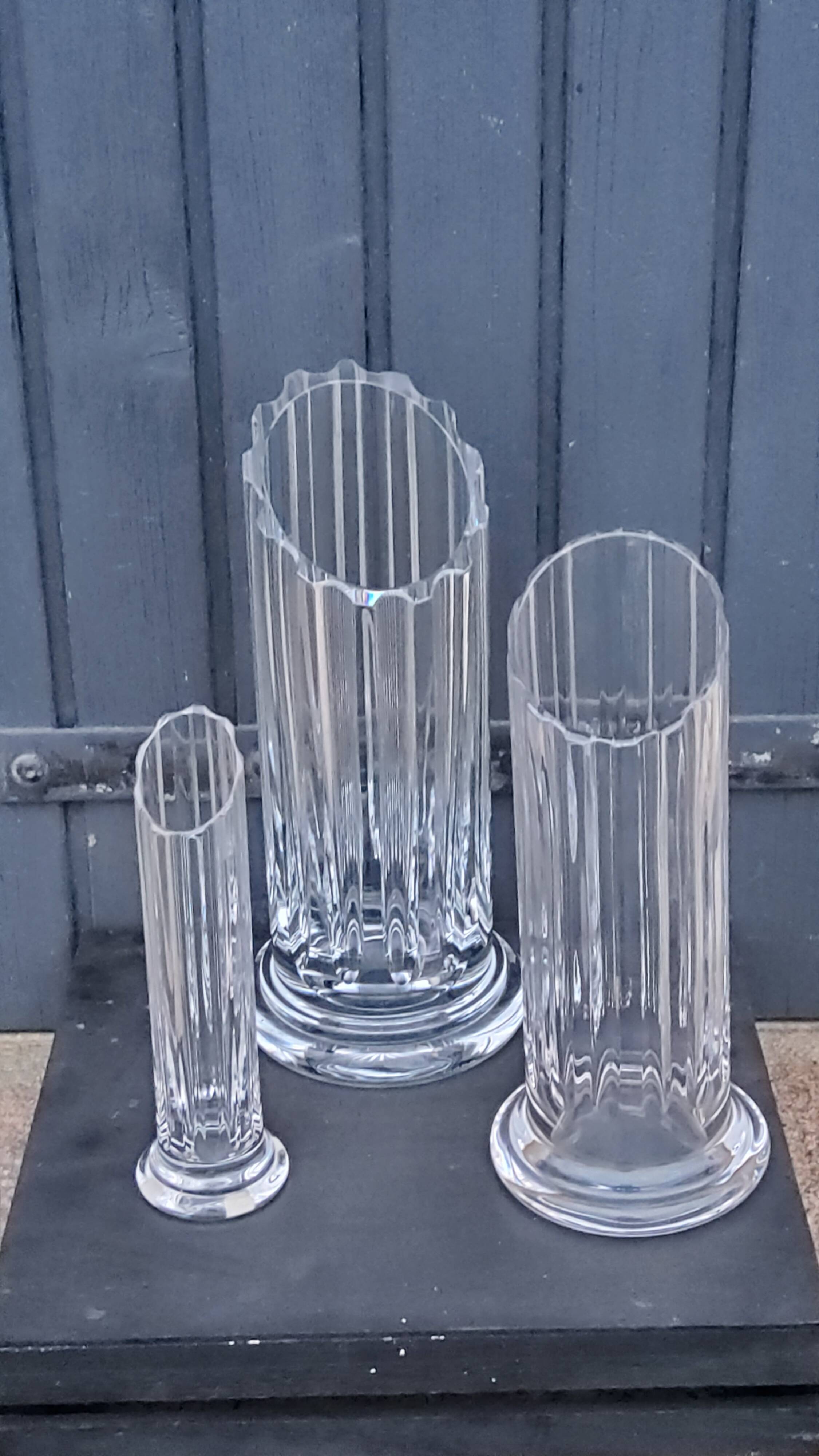 Set of 3 Daum crystal vases model Cythère from the 80s