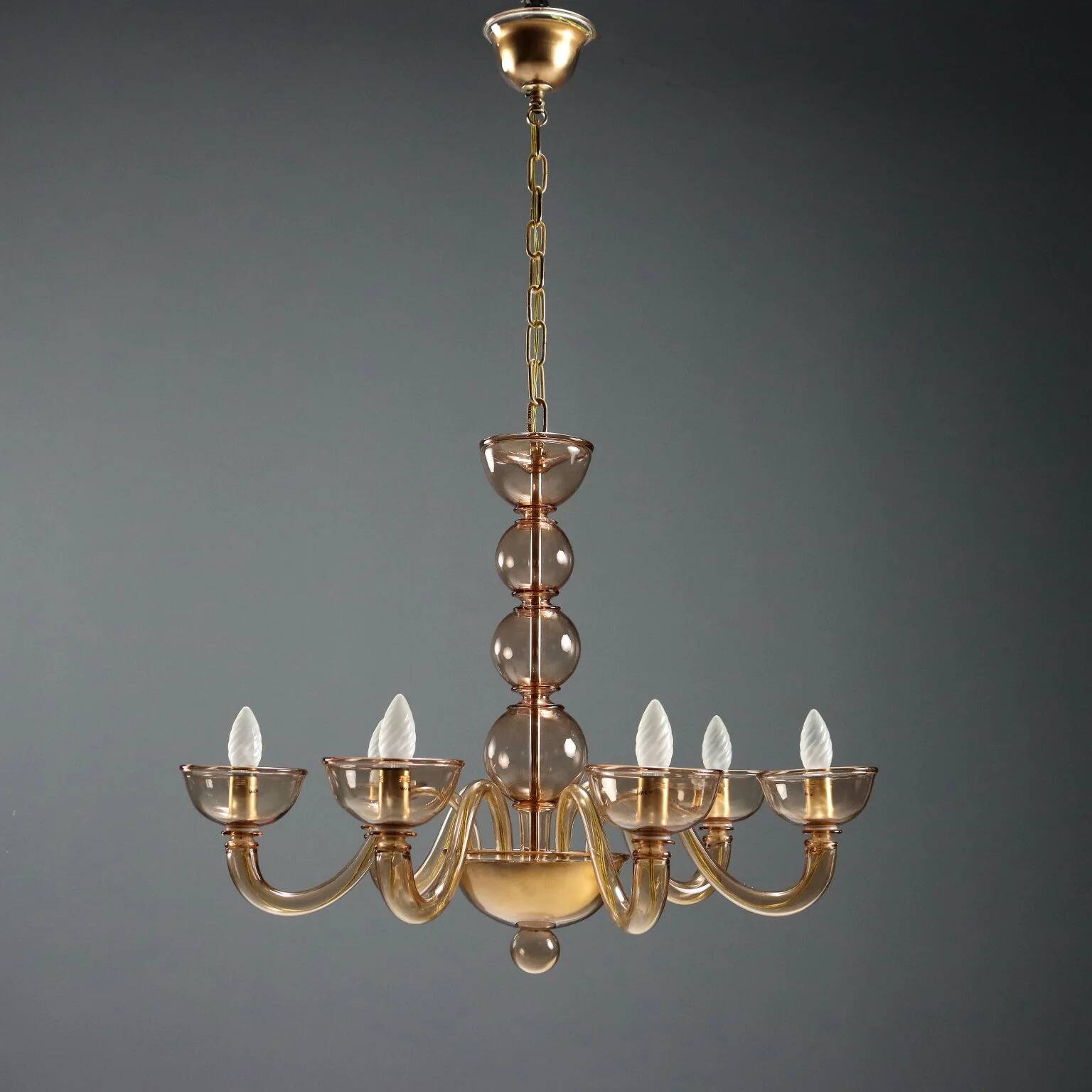 Venetian blown glass chandelier - Mid-20th century Murano