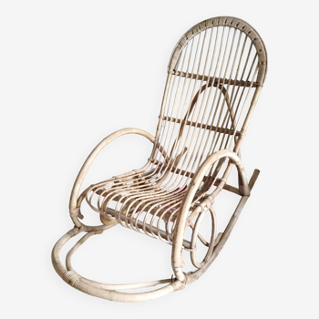 Rocking chair rotin année 60 par Rohe Noordwolde