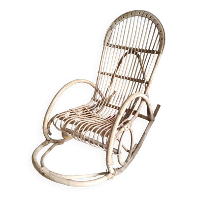 Rocking chair rotin année 60 par Rohe Noordwolde