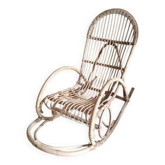 Rocking chair rotin année 60 par Rohe Noordwolde