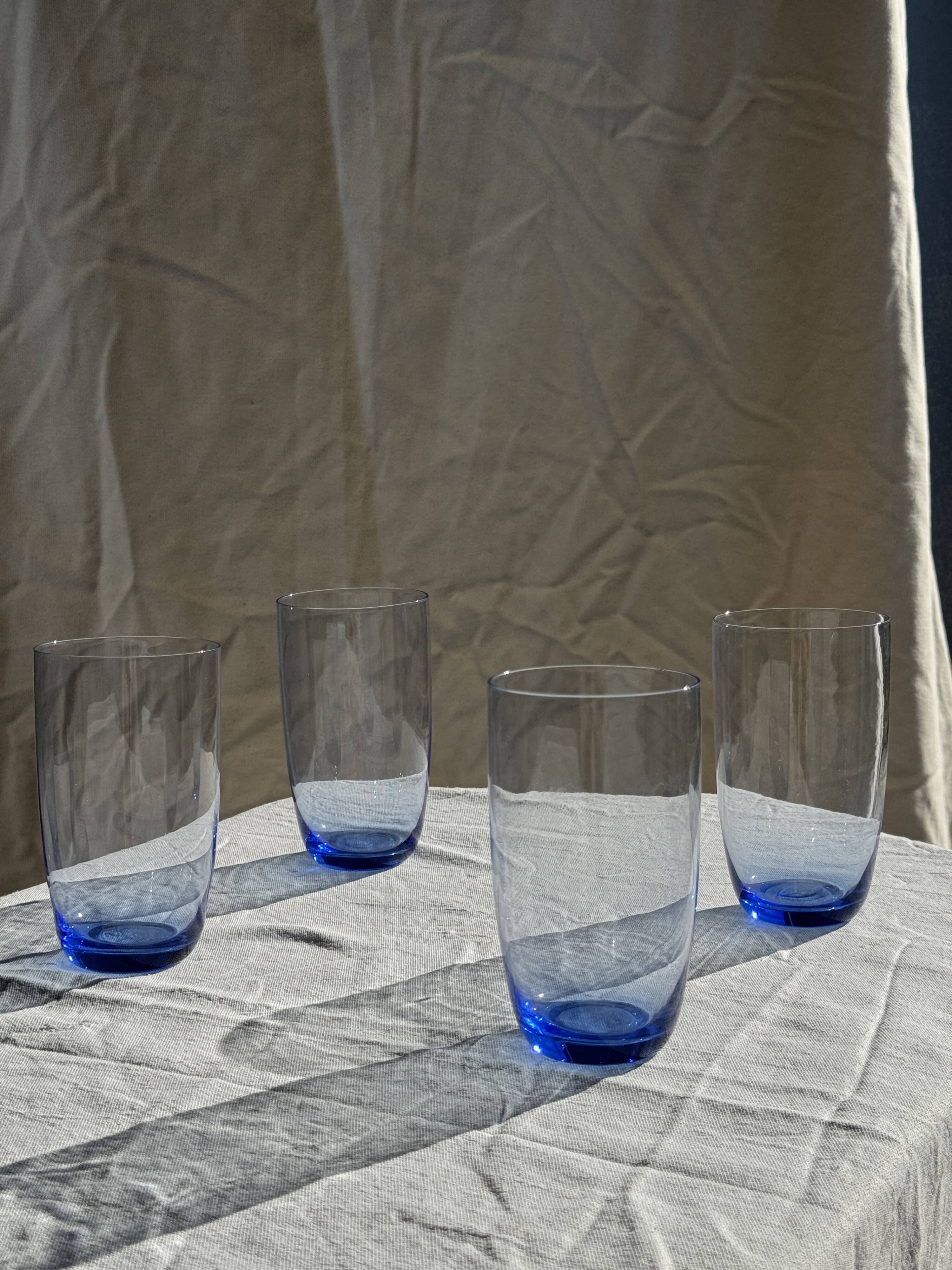Set of 4 blue orangeade glasses H14