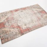 3x6 Rug For Laundry Room Red Beige Antique Vintage Rug, 110x193Cm SK 2797