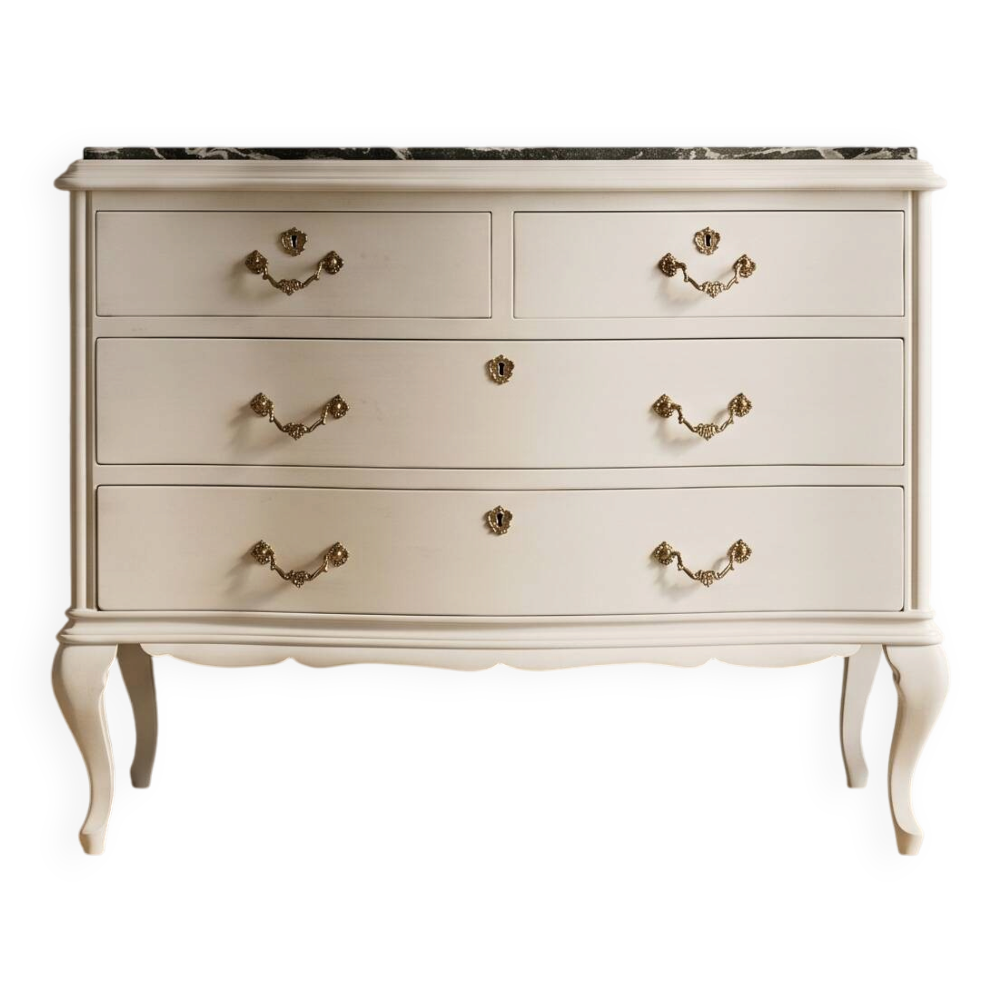 Commode vintage courbée avec plateau en marbre - Rénovée