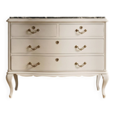 Commode vintage courbée avec plateau en marbre - Rénovée