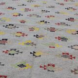 Handmade multi-coloured grey carpet made of pure wool  195x150cm