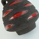Fat lava vase schlossberg cer. 1970s brown with glossy red pattern no.64-25