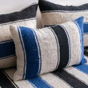 Handmade Moroccan blue and black floor cushion 120x70cm