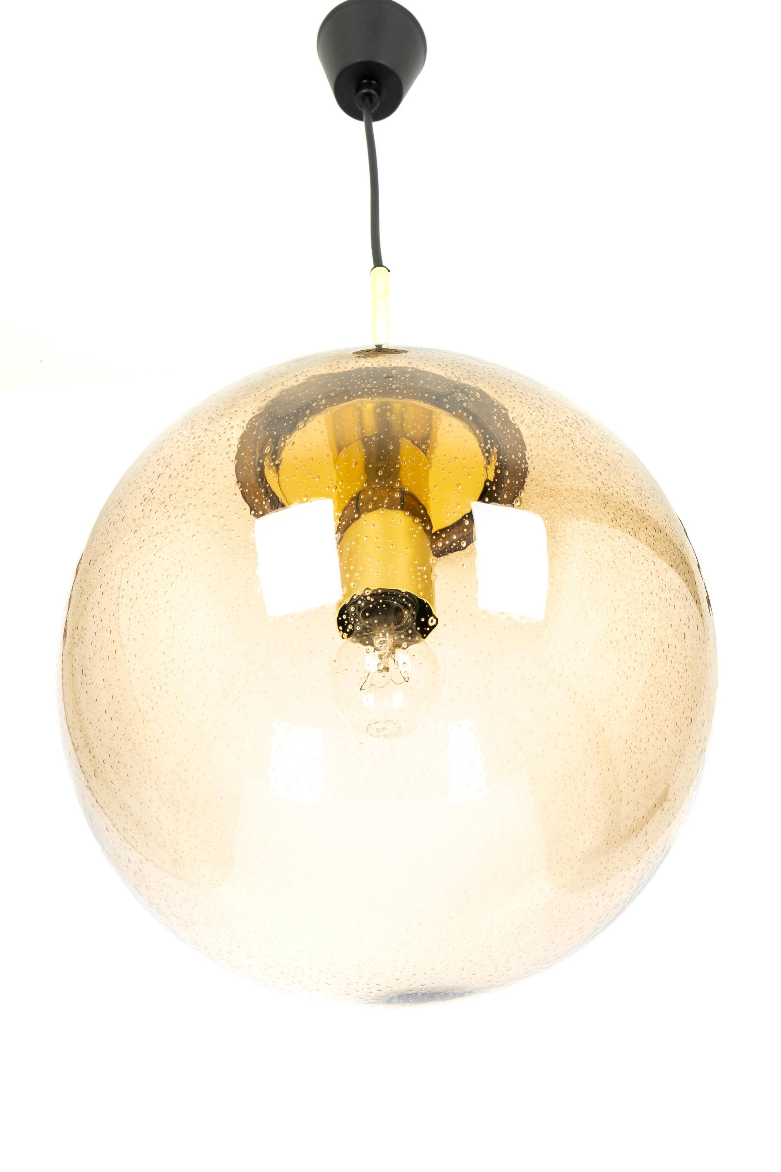 Lustre Limburg in brass with smoked glass ball, Germany, 1970s