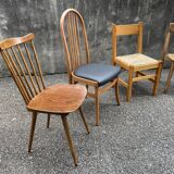 Series of 6 mismatched vintage chairs