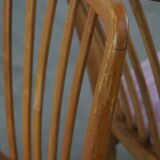 Set of 4 vintage Danish design dining chairs from the 1970s with light purple fabric seats