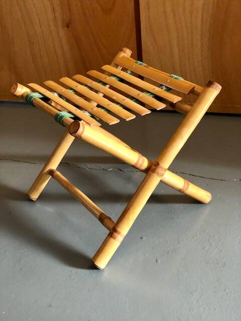 Bamboo deckchair and footrest from the 70s