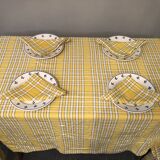 Vintage vichy tablecloth and 4 matching towels