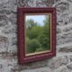Vintage wall mirror in carved wood, burgundy and gold – Art Deco style – H4