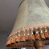 Solid wood lamp and French lampshade in pig bladder