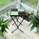 Vintage side table/plant table in mint blue and black ceramic