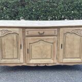 Louis XV sideboard renovated in raw oak and marquetry 3 doors 180cm
