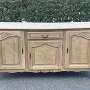 Louis XV sideboard renovated in raw oak and marquetry 3 doors 180cm