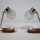 Mid-Century Crystal and Teak Table Lamps, Set of 2, 1960s