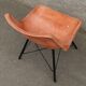 Set of 6 leather chairs with black metal frame
