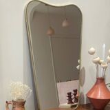 Miroir irrégulier organique trapèze barbier vintage Éden laiton doré