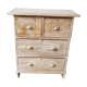 Commode 4 tiroirs en teck birman cérusé blanc