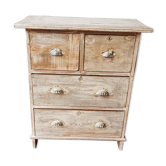 Chest of drawers 4 drawers in white cerused Burmese teak
