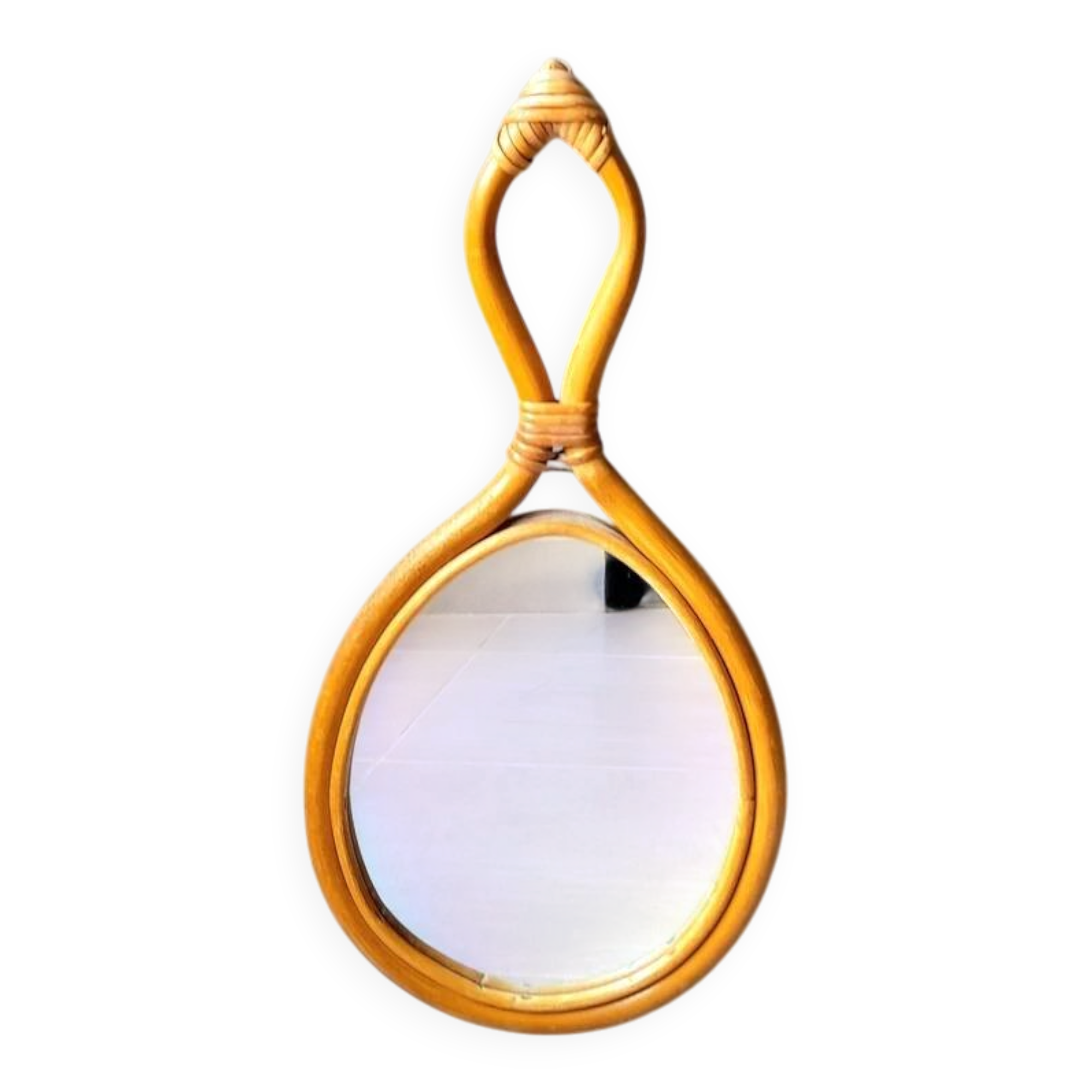1960s rattan drop mirror