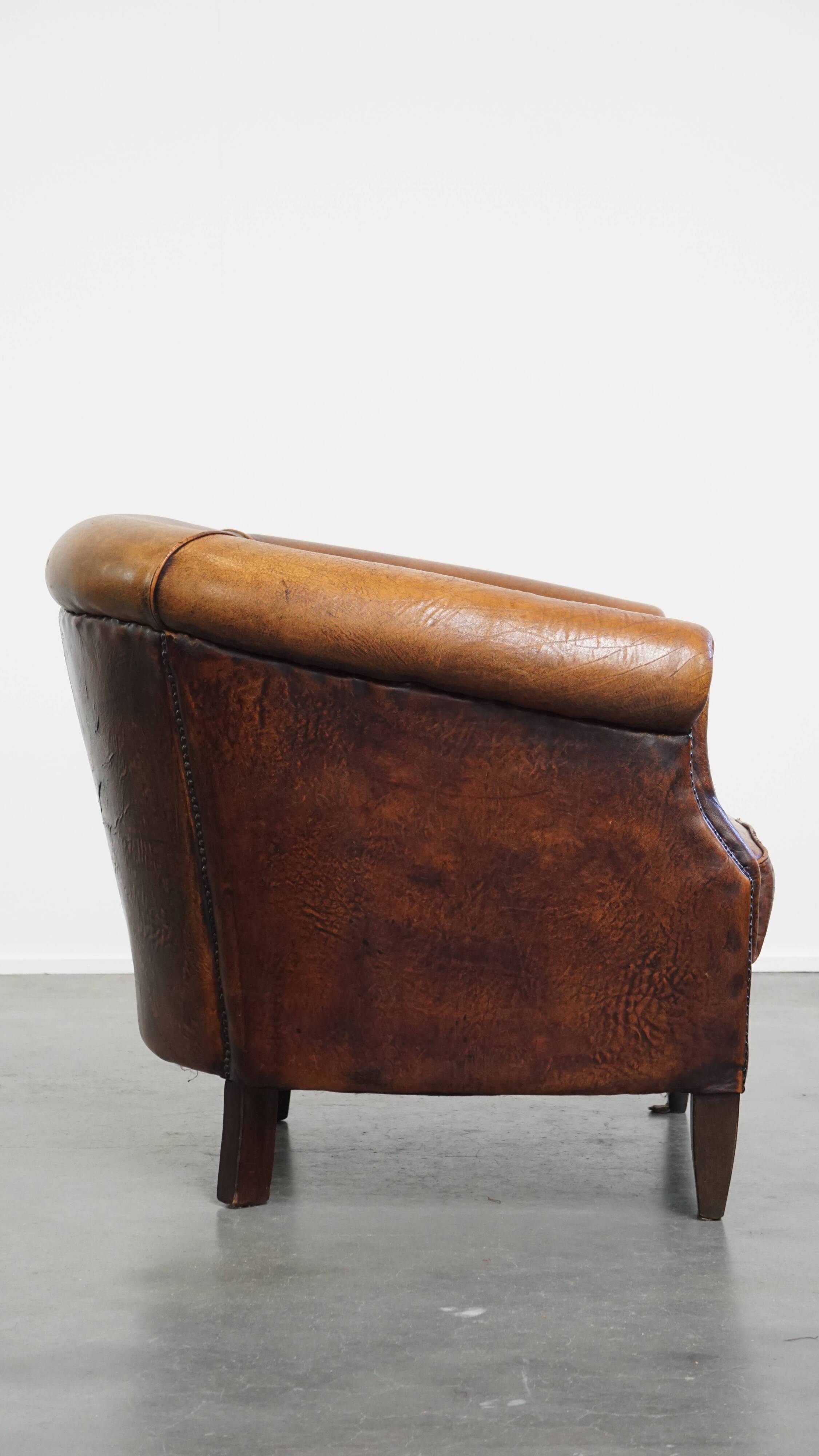 Sheepskin leather club chair