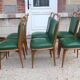 Série 6 chaises simili cuir vert 1950