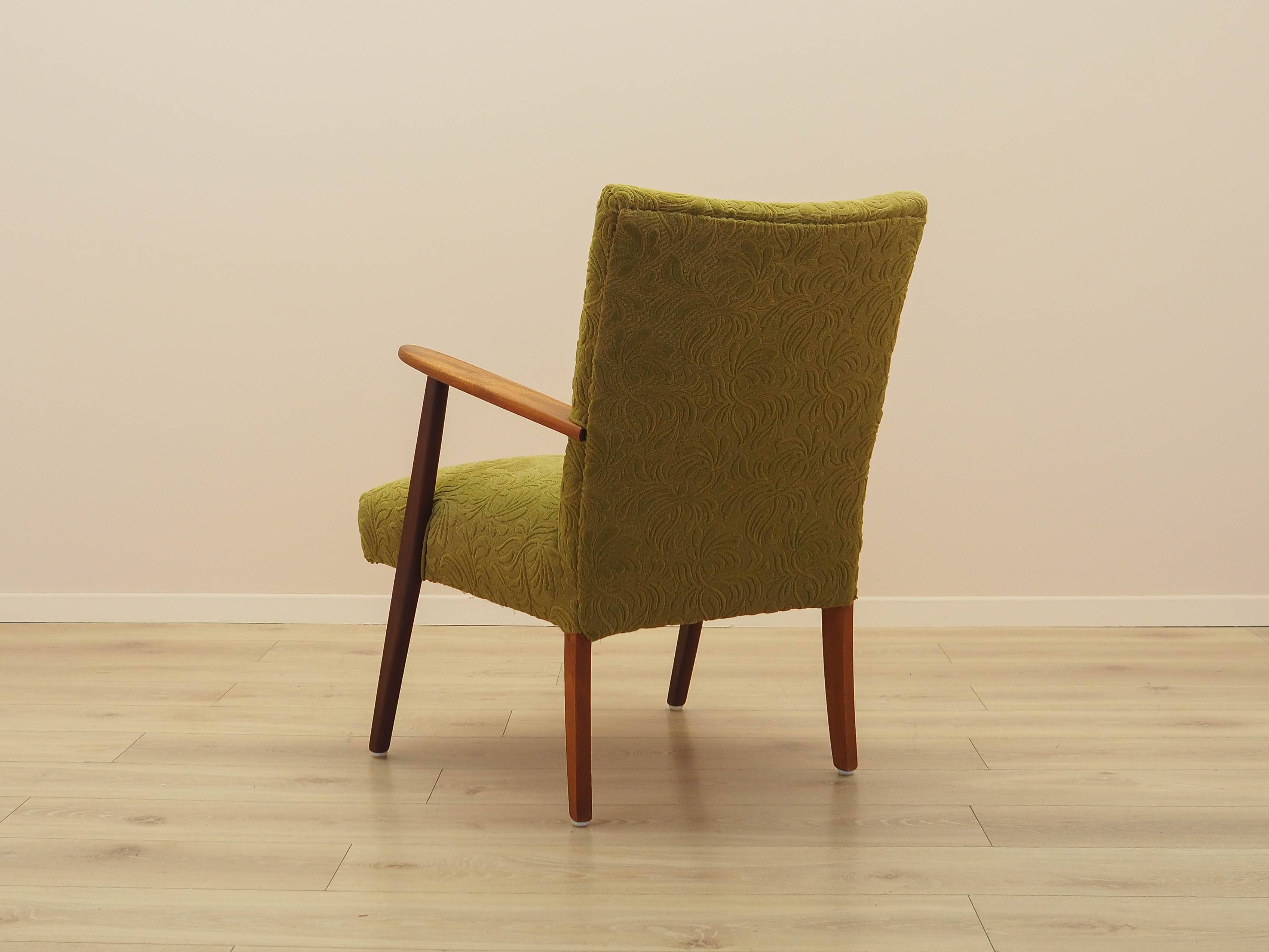 Green armchair, Danish design, 1960s, made in Denmark
