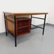 Vintage modernist double-sided desk in mahogany and black metal from the 1960s