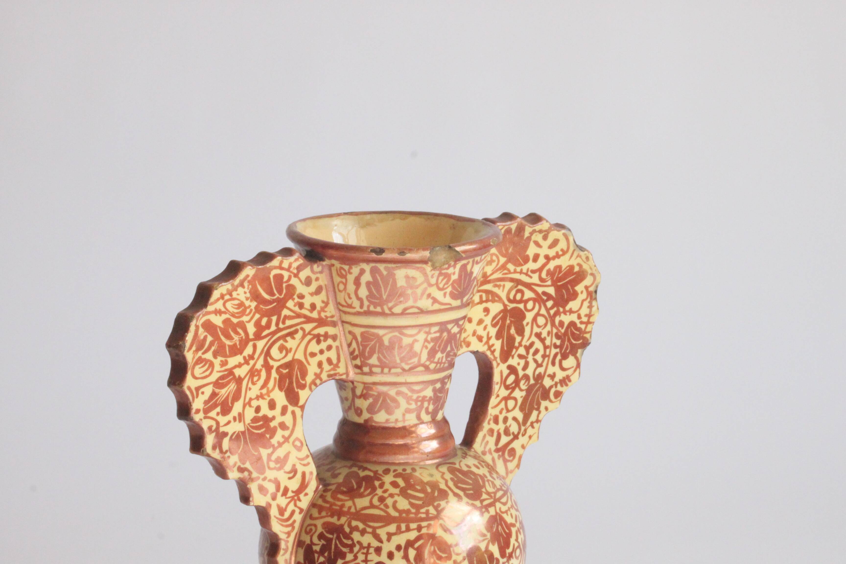 Neoclassical Spanish Copper Lustre Vases, 19Th