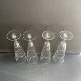 3332 – 4 Large Champagne Flutes – Vintage Cut Crystal, unstamped, these 4 large flutes