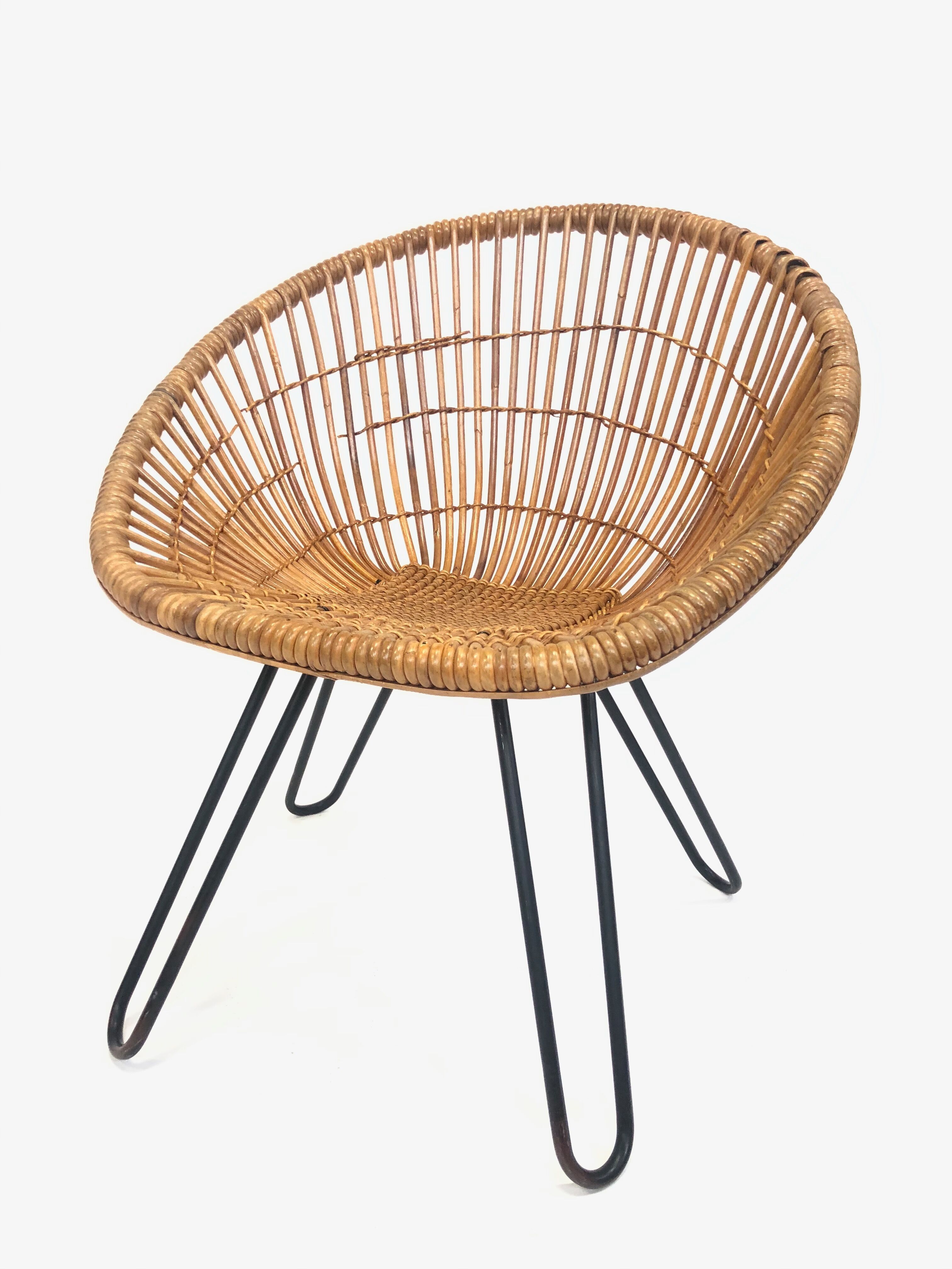 Rohe Noordwolde rattan armchair, 1960, Netherlands