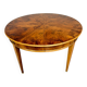 Round walnut Napoleon III extendable table with bronze top in good condition.