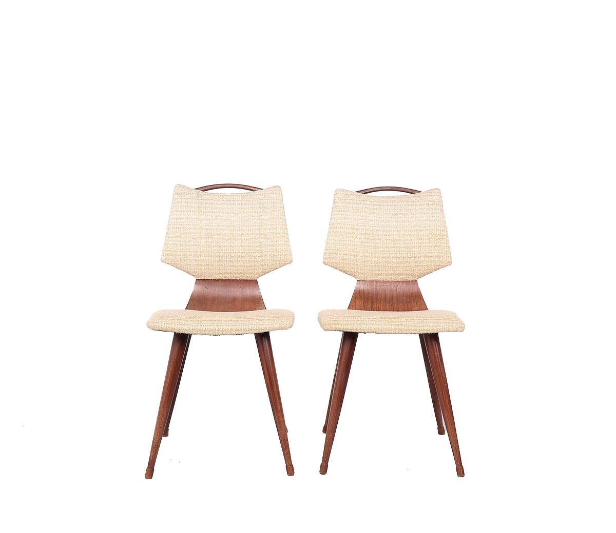 set of 2 vintage plywood dining chairs