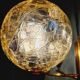 Brass chandelier with amber cracked glass globes, 1950s-60s