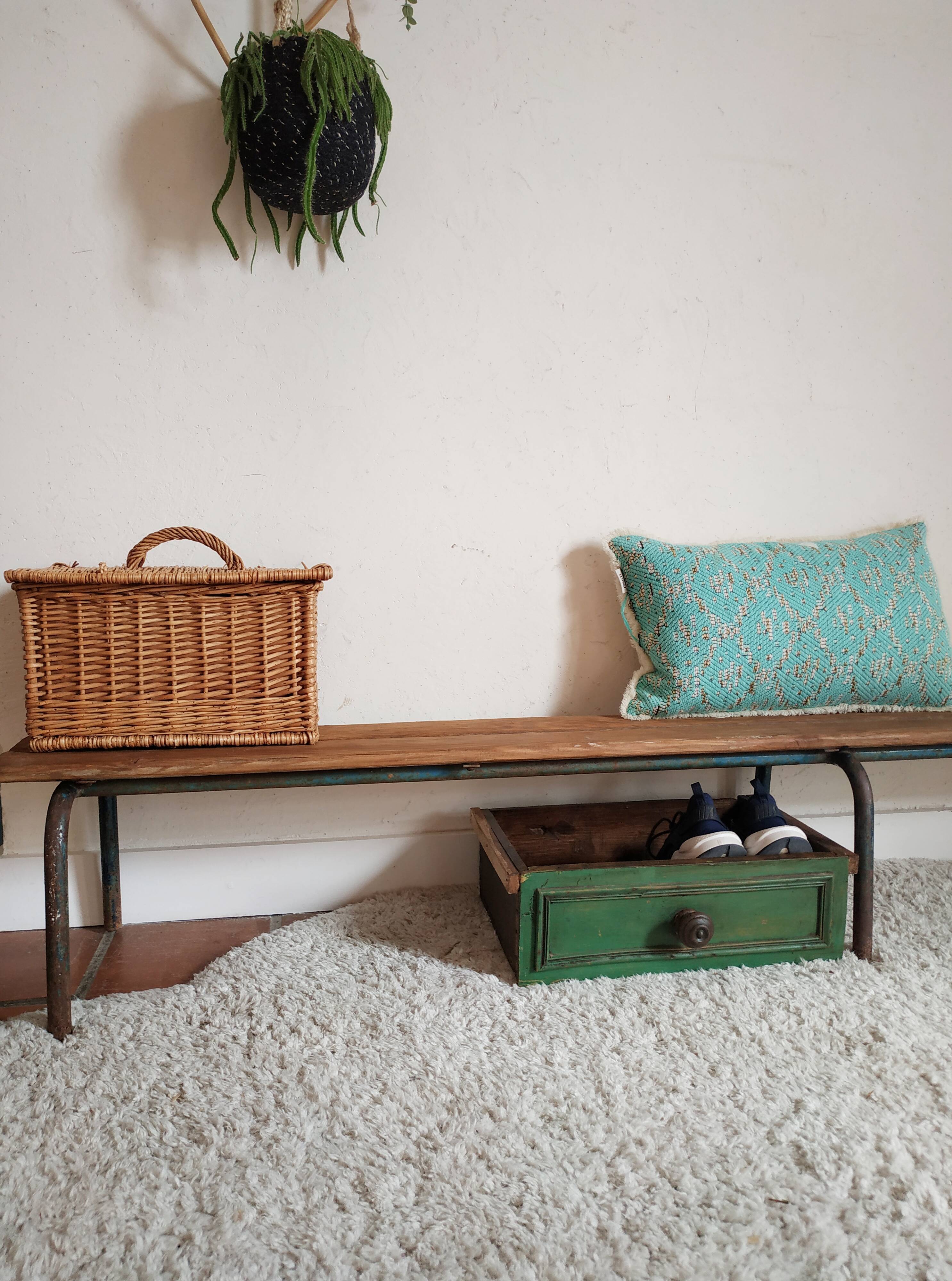 Old kindergarten bench wood and metal