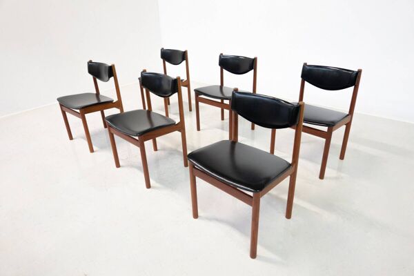 Ensemble de 6 chaises scandinaves modernes du milieu du siècle, 1960