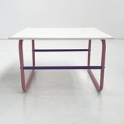 Tubular coffee table in pink and purple, 1980.