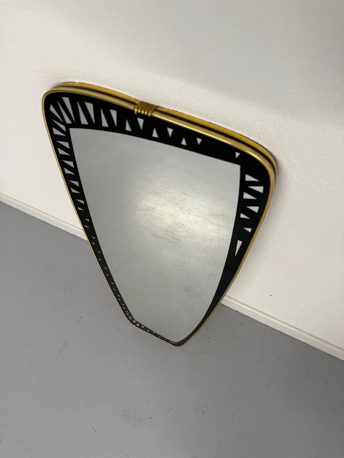 Antique asymmetrical mirror, Italian design by Dorian Tacchini, 1960s