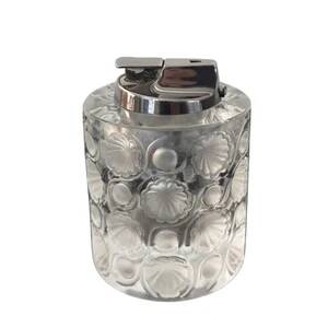 1970s Lalique crystal "Tokyo" table lighter signed. Made in France