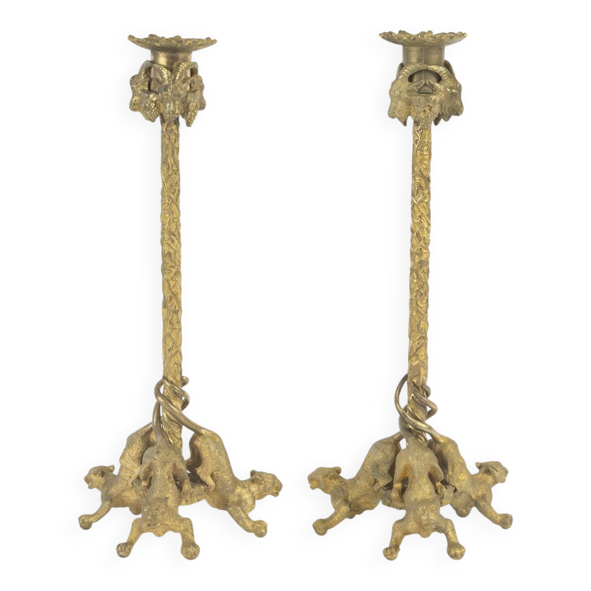Pair of gilded bronze candlesticks from the Napoléon III period.